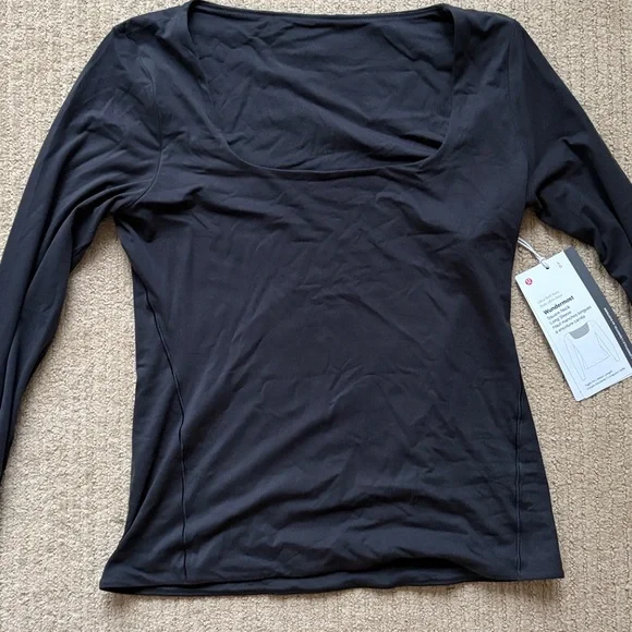 Lululemon Wundermost Ultra-Soft Nulu Square-Neck Long-Sleeve Shirt, Black, L - Picture 3 of 5